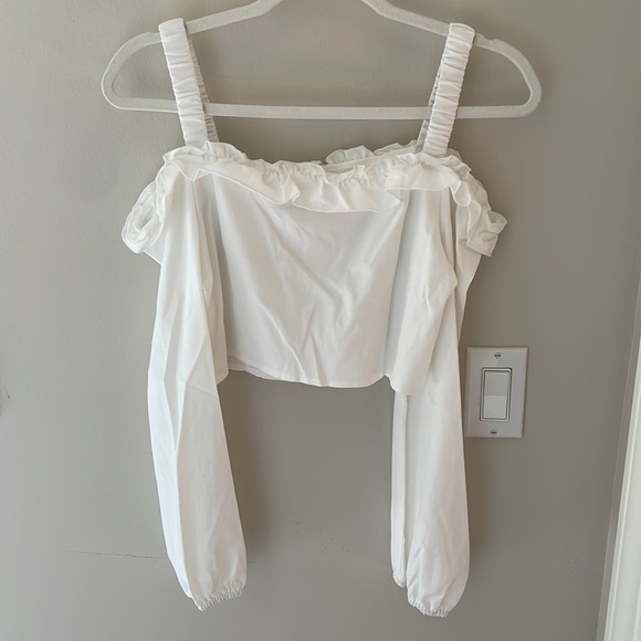 Rumwe Off Shoulder Ivory Cream Off White Ruffle Blouse Shirt Long Sleeve Boho 6 - Picture 4 of 6